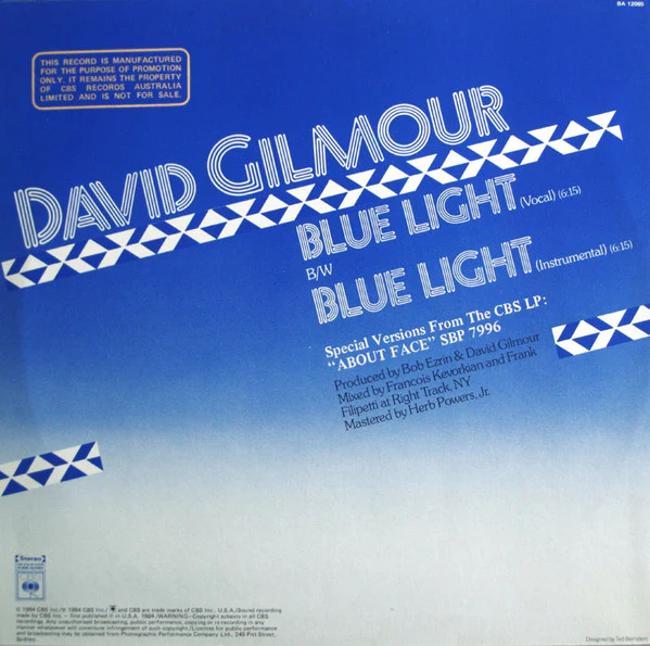 David Gilmour – Blue Light (VG+/VG+) – 12", AU 1984 - Image 2