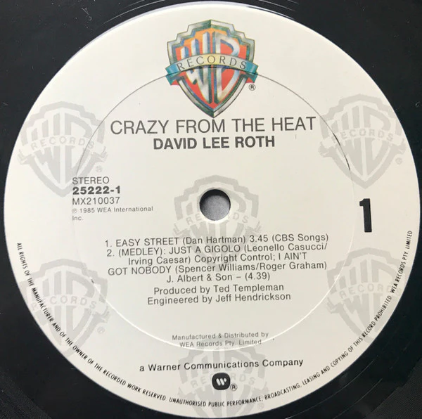 David Lee Roth – Crazy From The Heat (VG+/VG+) – 12", AU 1985 - Image 5