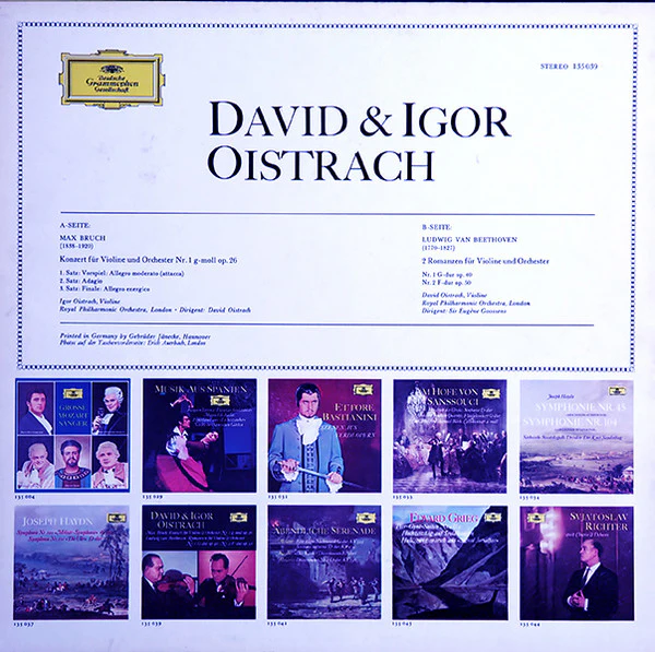 David Oistrach, Igor Oistrach, Max Bruch, Ludwig van Beethoven – Konzert Für Violine & Orchester Nr. 1 G-moll Op. 26 / Romanzen Für Violine & Orchester Nr. 1 G-dur Op. 40 · Nr. 2 F-dur Op. 50 (VG+/VG+) – LP, DE 1970 - Image 2