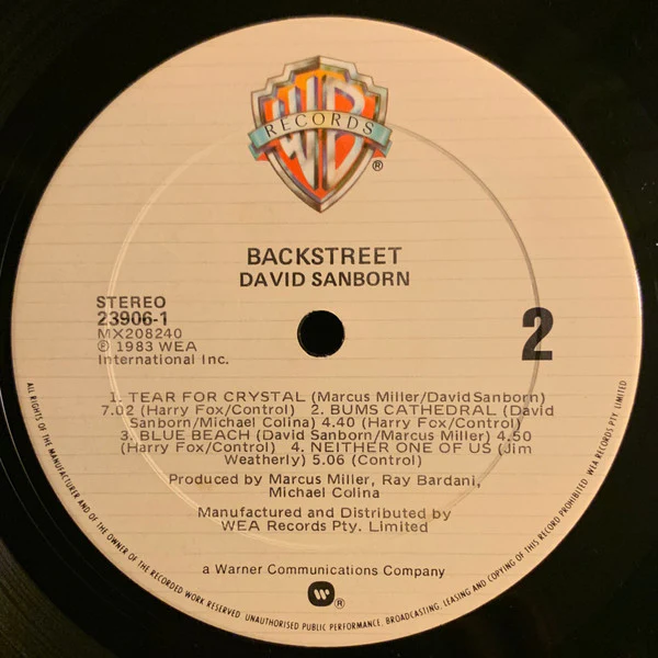 David Sanborn – Backstreet (NM/VG+) – LP, AU - Image 4