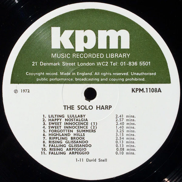 David Snell – The Solo Harp (VG+/VG+) – LP, UK 1972 - Image 3