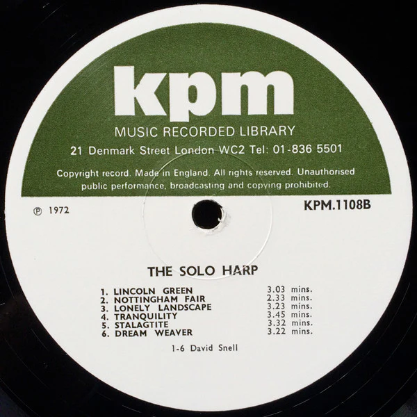 David Snell – The Solo Harp (VG+/VG+) – LP, UK 1972 - Image 4