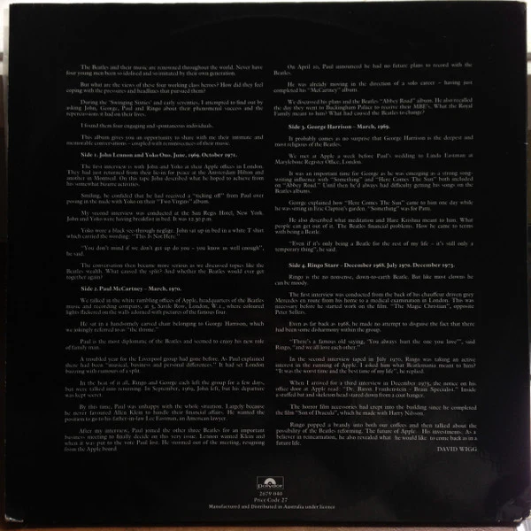 The Beatles, David Wigg – The Beatles Tapes From The David Wigg Interviews (VG+/VG+) – 2xLP, AU 1976 - Image 2