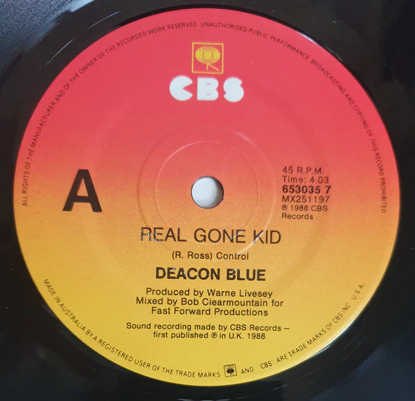 Deacon Blue – Real Gone Kid (VG+/Generic) – 7", AU 1988 - Image 3