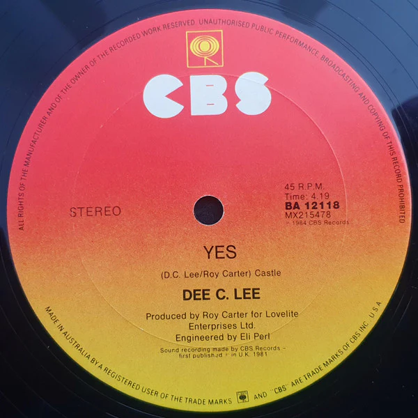 Dee C. Lee – Don't Do It Baby (VG+/VG+) – 12", AU 1984 - Image 4