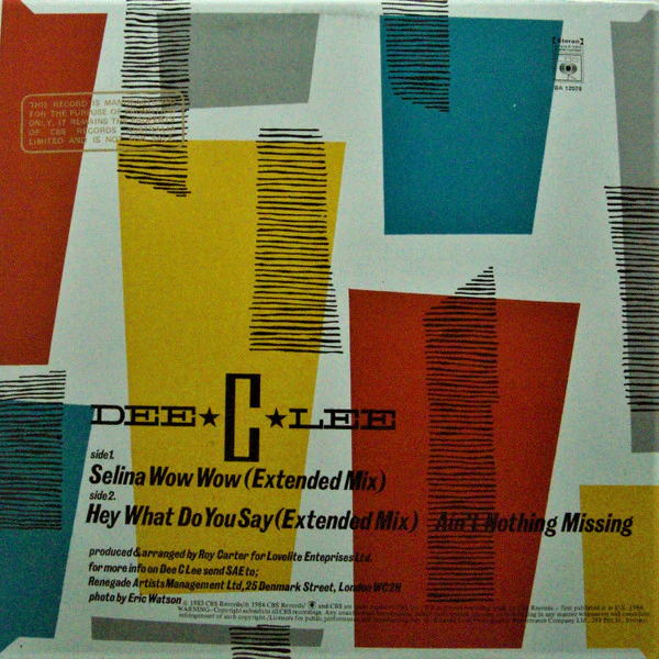 Dee C. Lee – Selina Wow Wow (VG+/VG+) – 12", AU 1984 - Image 2
