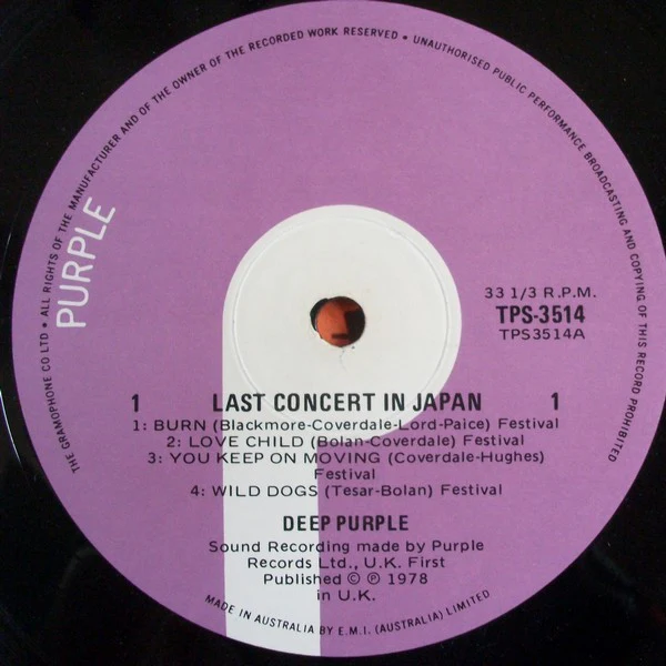 Deep Purple – Last Concert In Japan (VG+/VG+) – LP, AU 1978 - Image 3
