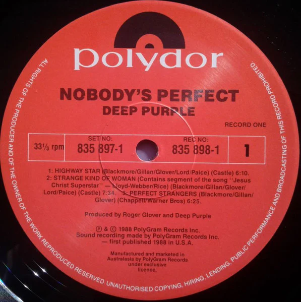 Deep Purple – Nobody's Perfect (VG/VG+) – 2xLP, AU 1988 - Image 4