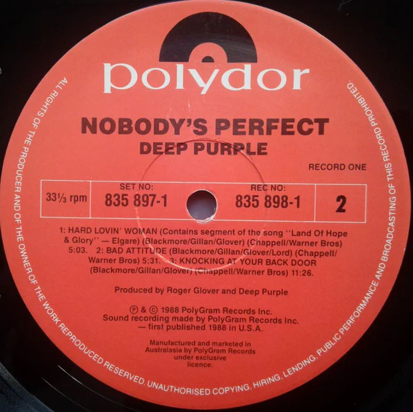 Deep Purple – Nobody's Perfect (VG/VG+) – 2xLP, AU 1988 - Image 5