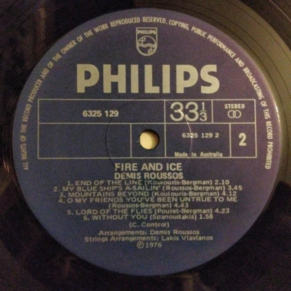 Demis Roussos – Fire And Ice (M/NM) – LP, AU 1976 - Image 4