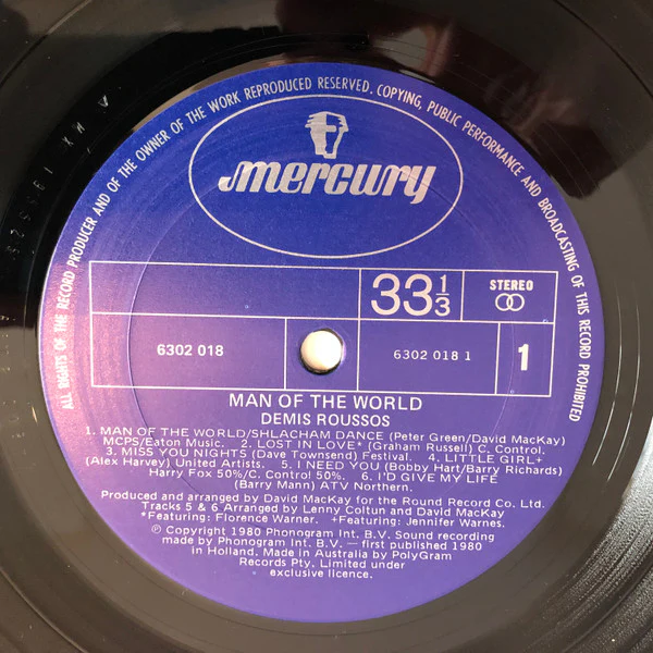 Demis Roussos – Man Of The World (VG+/VG+) – LP, AU 1980 - Image 3