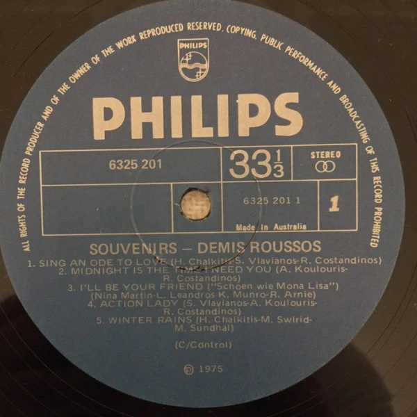 Demis Roussos – Souvenirs (VG+/VG+) – LP, AU 1975 - Image 3