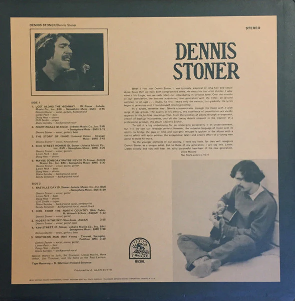 Dennis Stoner – Dennis Stoner (VG+/VG+) – LP, US 1971 - Image 2