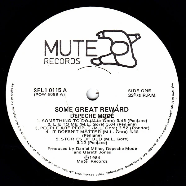 Depeche Mode – Some Great Reward (VG/VG) – LP, AU 1984 - Image 2