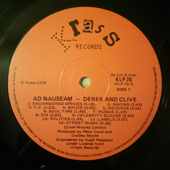 Derek & Clive – Ad Nauseam (VG+/VG) – LP, AU 1978 - Image 3