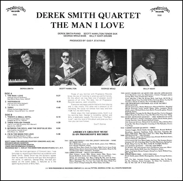 Derek Smith Quartet – The Man I Love (VG/VG+) – LP, US 1979 - Image 2