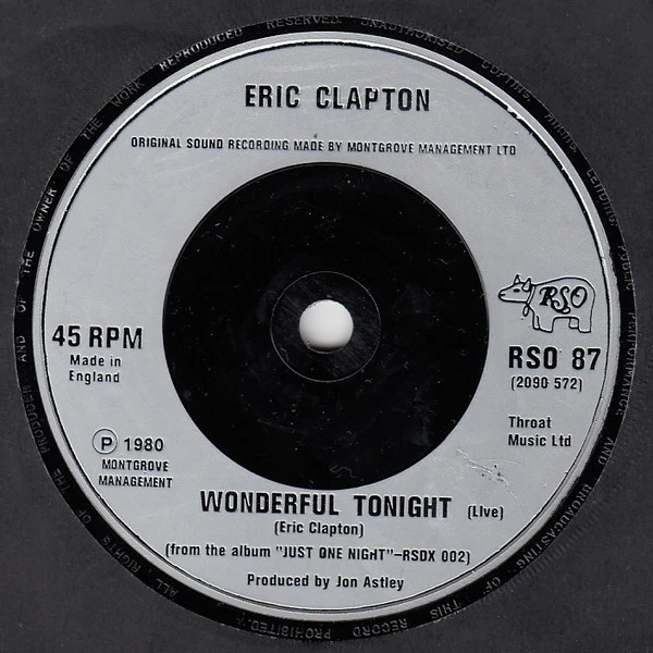 Derek & The Dominos, Eric Clapton – Layla / Wonderful Tonight (Live Version) (VG+/VG+) – 7", UK 1982 - Image 4