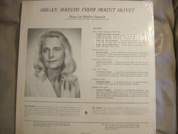 Diana Lee Metzker – Organ Sounds From Mount Olivet (VG+/VG+) – LP, US - Image 2
