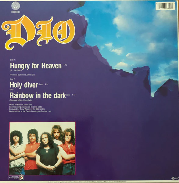 Dio – Hungry For Heaven (VG+/VG) – 12", DE 1985 - Image 2
