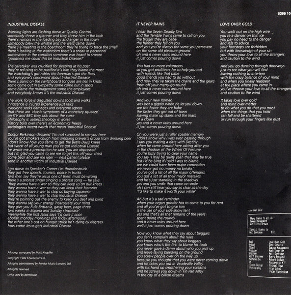 Dire Straits – Love Over Gold (VG/VG+) – LP, Australasia 1982 - Image 7