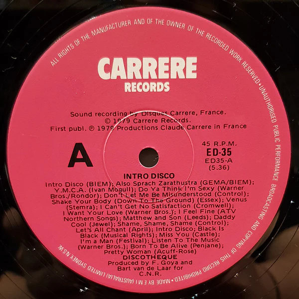 Discothèque – Intro Disco (Special Disco Version) (VG/Generic) – 12", AU 1979 - Image 2