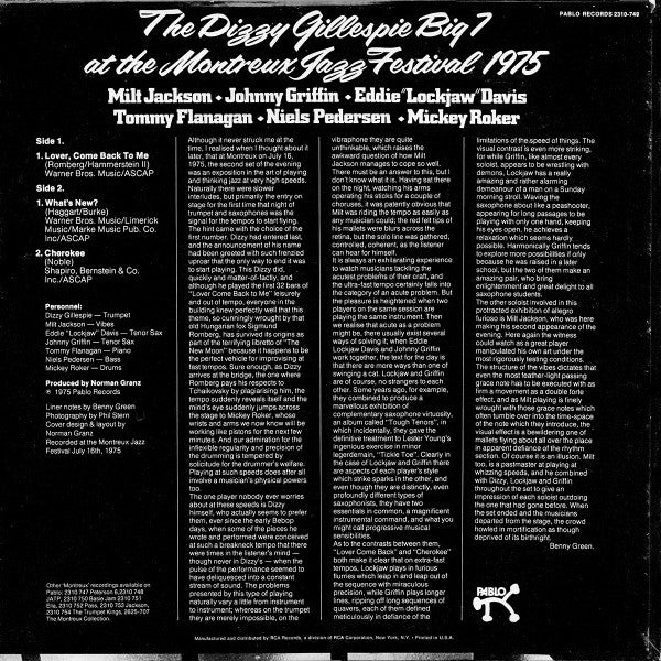 Dizzy Gillespie – The Dizzy Gillespie Big 7 At The Montreux Jazz Festival 1975 (E/VG) – LP, US 1975 - Image 2