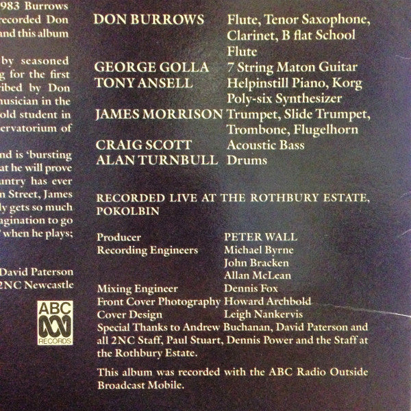 Don Burrows – Burrows At The Winery (VG+/VG+) – LP, AU 1984 - Image 3