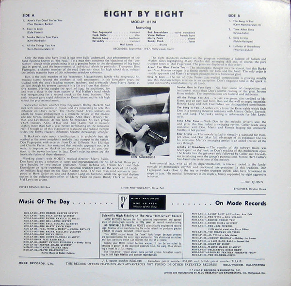 Don Fagerquist Octet – Music To Fill A Void - Eight By Eight (E/E) – LP, US 1985 - Image 2
