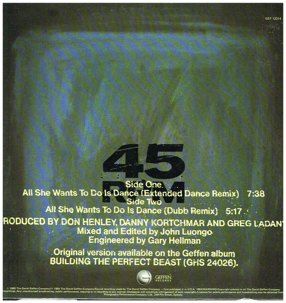 Don Henley – All She Wants To Do Is Dance (VG+/E) – 12", AU 1985 - Image 2