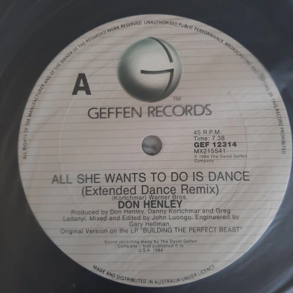 Don Henley – All She Wants To Do Is Dance (VG+/E) – 12", AU 1985 - Image 3