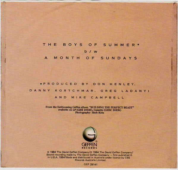 Don Henley – The Boys Of Summer (VG+/VG+) – 7", AU 1984 - Image 2