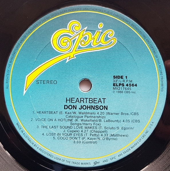 Don Johnson – Heartbeat (VG+/VG+) – LP, AU 1986 - Image 7