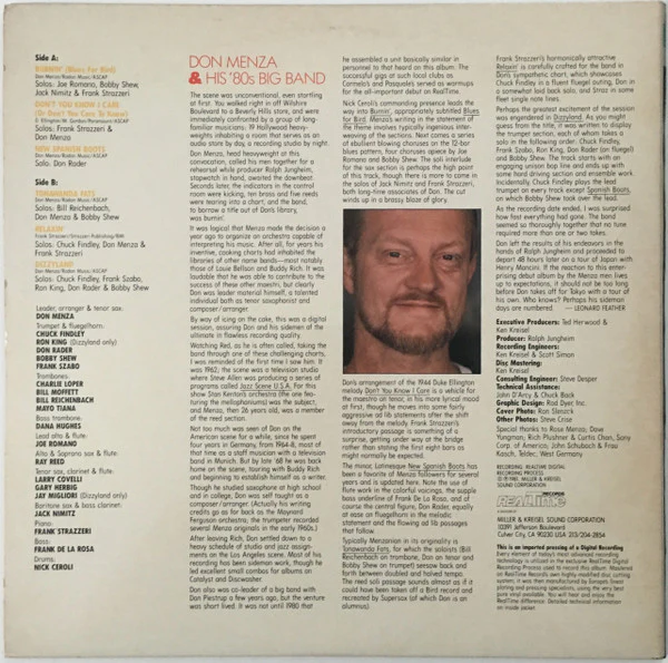 Don Menza & His '80s Big Band – Burnin' (E/VG+) – LP, DE 1981 - Image 2