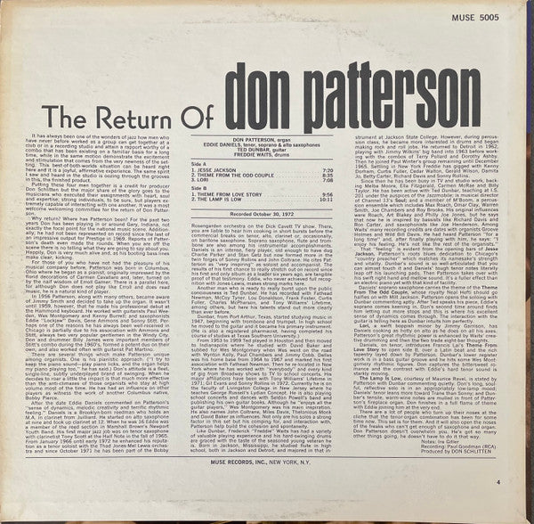 Don Patterson – The Return Of Don Patterson (VG+/VG+) – LP, US 1974 - Image 2