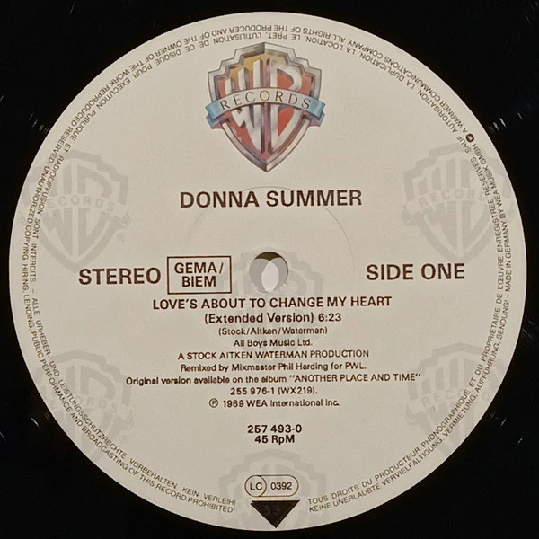 Donna Summer – Love's About To Change My Heart (VG/VG) – 12", EU 1989 - Image 3