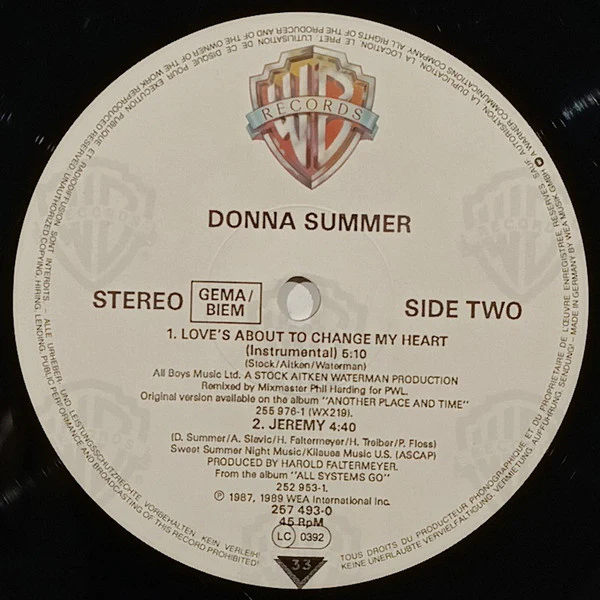 Donna Summer – Love's About To Change My Heart (VG/VG) – 12", EU 1989 - Image 4