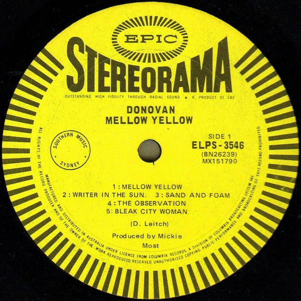 Donovan – Mellow Yellow (VG+/VG+) – LP, AU 1967 - Image 3