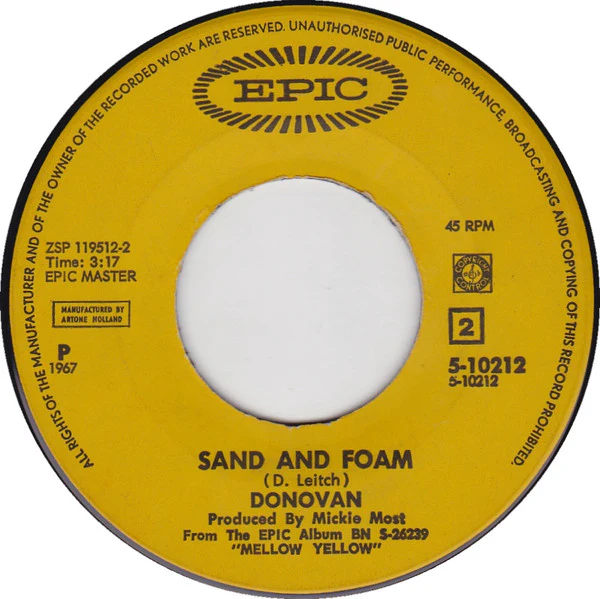 Donovan – There Is A Mountain / Sand And Foam (VG+/VG) – 7", NL 1967 - Image 4