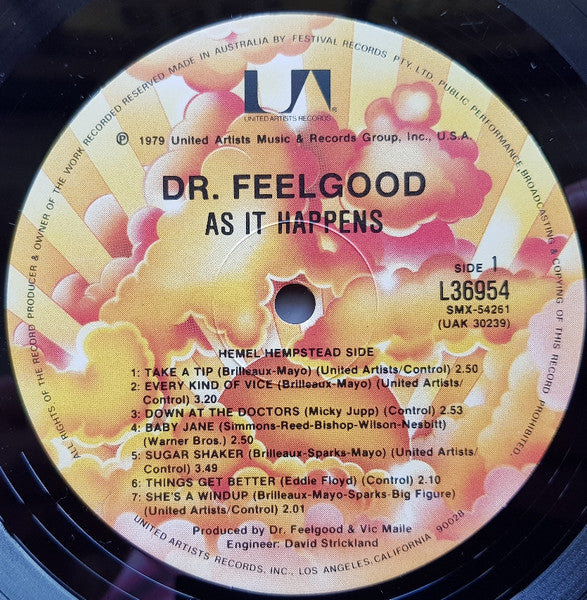 Dr. Feelgood – As It Happens (VG+/VG+) – LP, AU 1979 - Image 3