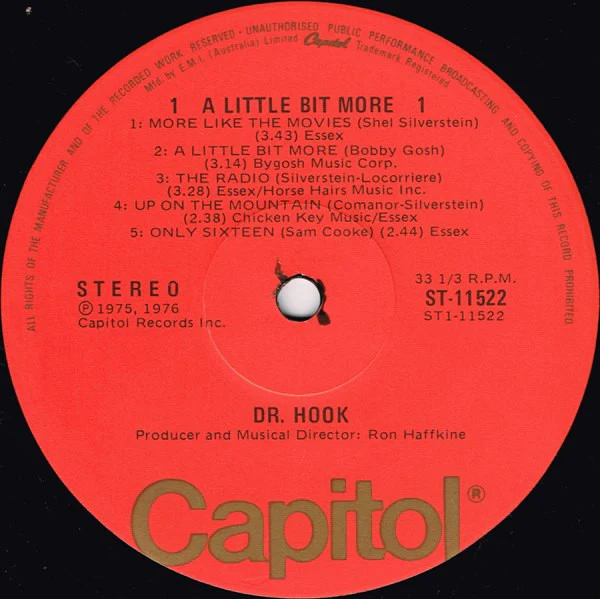 Dr. Hook – A Little Bit More (VG+/VG) – LP, AU 1976 - Image 3
