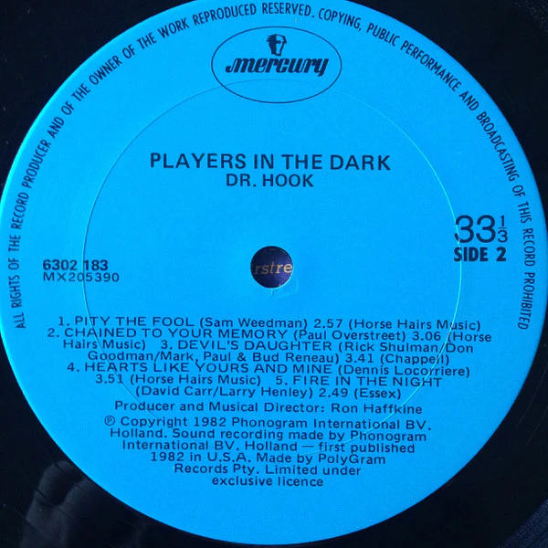 Dr. Hook – Players In The Dark (VG+/VG+) – LP, AU 1982 - Image 5