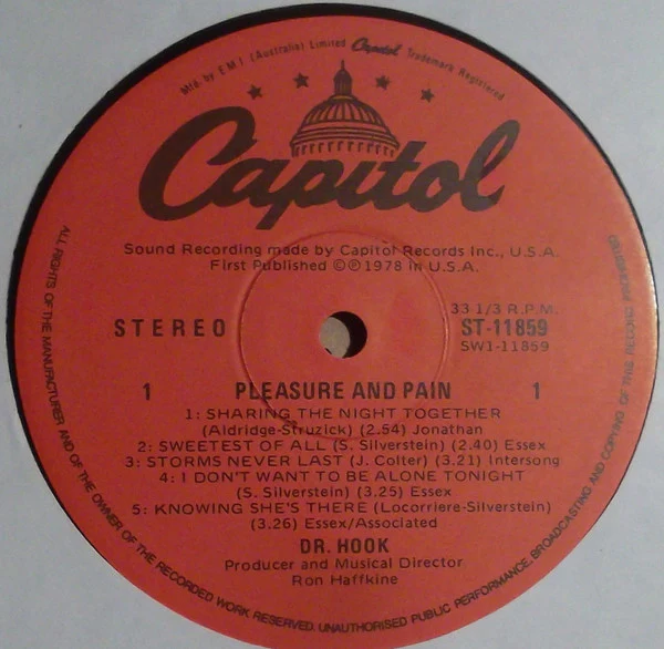 Dr. Hook – Pleasure & Pain (VG/VG+) – LP, Australasia 1978 - Image 3
