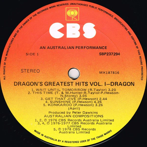 Dragon – Dragon's Greatest Hits Vol. 1 (VG+/VG+) – LP, AU 1979 - Image 4