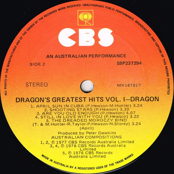 Dragon – Dragon's Greatest Hits Vol. 1 (VG+/VG+) – LP, AU 1979 - Image 5