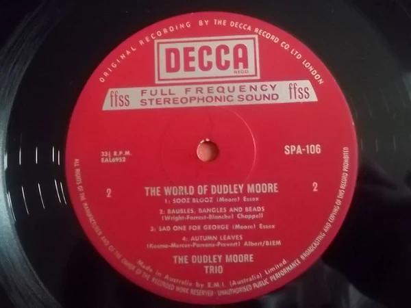 Dudley Moore Trio – The World Of Dudley Moore (VG+/VG) – LP, AU - Image 4
