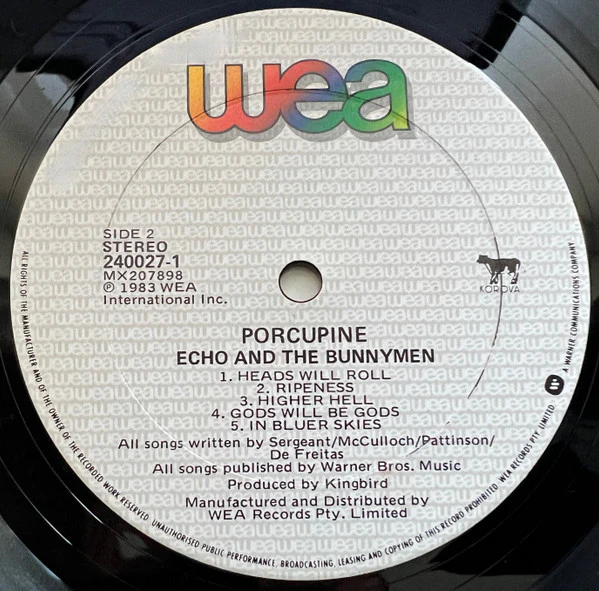 Echo & The Bunnymen – Porcupine (VG/VG+) – LP, AU 1983 - Image 4