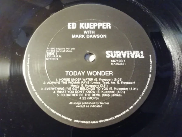 Ed Kuepper, Mark Dawson – Today Wonder (VG+/VG+) – LP, AU 1990 - Image 6