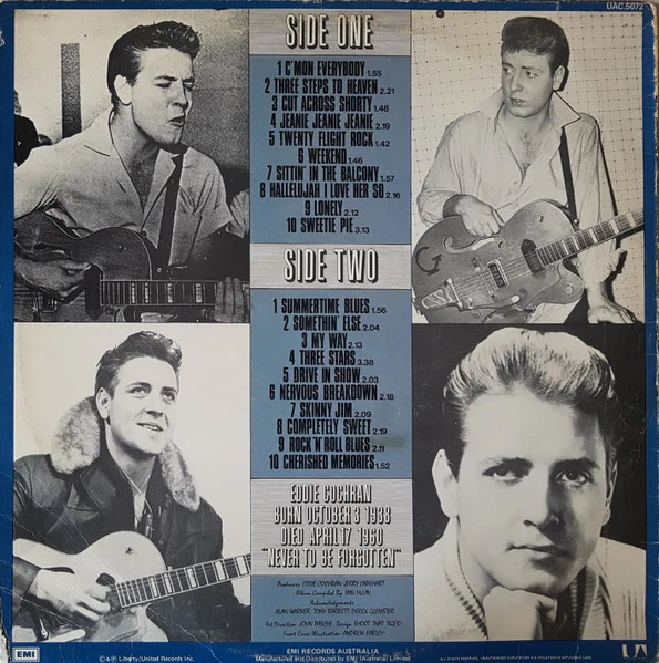Eddie Cochran – The Eddie Cochran Singles Album (VG/VG+) – LP, AU 1979 - Image 2
