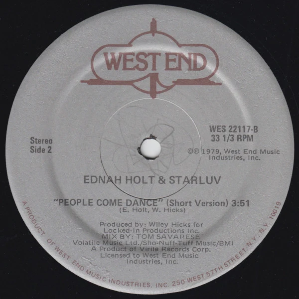 Ednah Holt, Starluv – People Come Dance (VG/Generic) – 12", US 1979 - Image 2