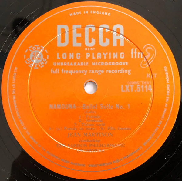 Édouard Lalo, Jean Martinon, London Philharmonic Orchestra – Namouna (Ballet Suites 1 and 2) (VG+/VG+) – LP, UK 1956 - Image 3